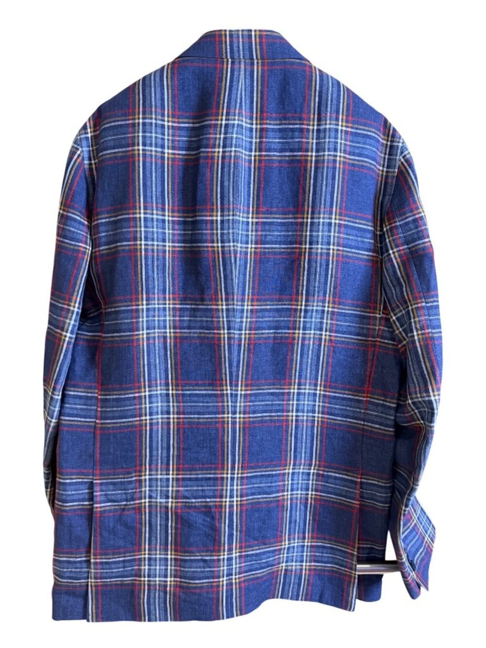 Bullock & Jones Mens Linen Blazer Sport Coat 42 Tall Blue Plaid Notch Classic - Picture 15 of 16